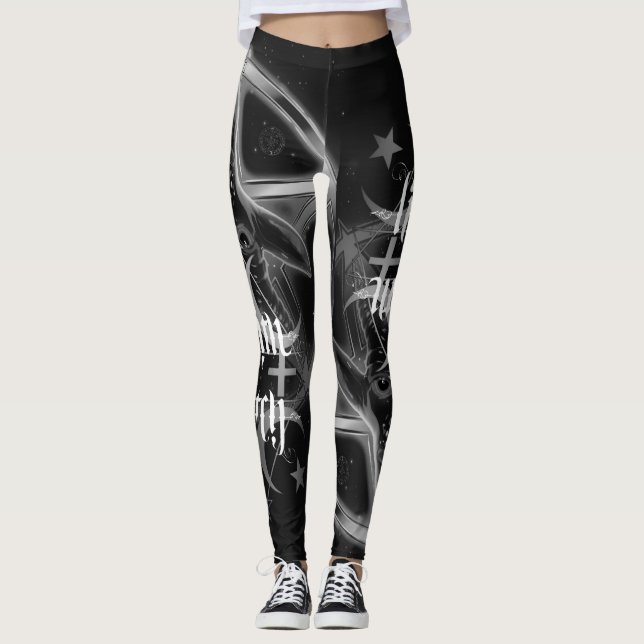 Leggings negro de las polainas del diablo del doble del (Anverso)