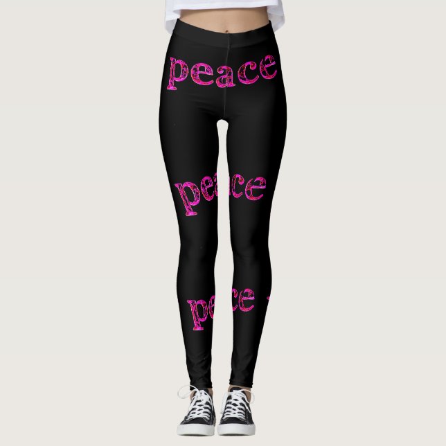 Leggings negro de paz rosa (Anverso)