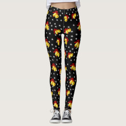 Leggings Negro del navidad del cascabel y de las estrellas