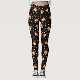 Leggings Negro del navidad del cascabel y de las estrellas