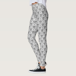 Leggings Negro en el damasco blanco