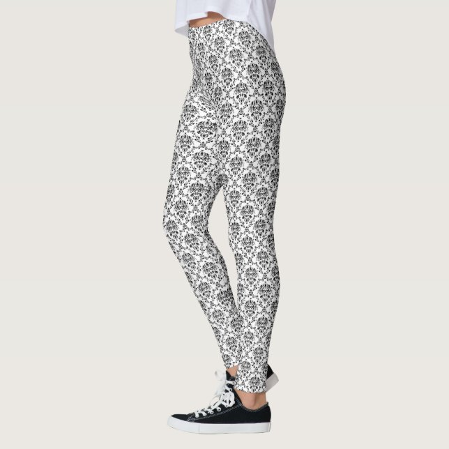 Leggings Negro en el damasco blanco (Izquierda)