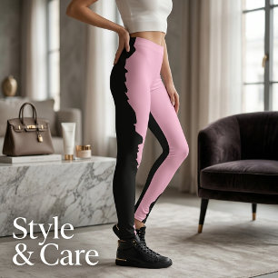 Leggings Negro en negrita con rosa suave único y elegante