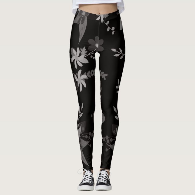 Leggings negro floral (Anverso)