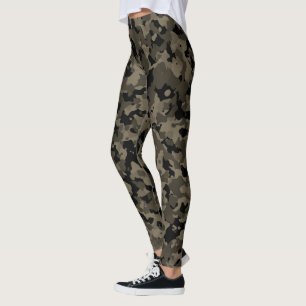Leggings Negro grande del verde del safari de Camo del
