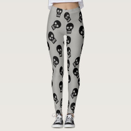 Leggings Negro/gris de las polainas del confeti del cráneo