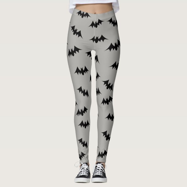Leggings Negro/gris de las polainas del confeti del palo (Anverso)