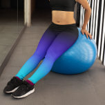 Leggings Negro Índigo azul y gradiente de Aqua<br><div class="desc">Negro,  índigo morado y azul acuático oscuro. Gradiente de colores de circunferencia multicolor. Puede agregar un mensaje de texto para crear su propio diseño personalizado.</div>