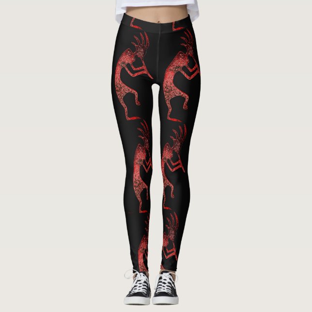 Leggings negro kokopelli rojo (Anverso)