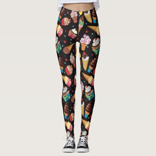 Leggings Negro modelado caprichoso de las polainas del (Anverso)