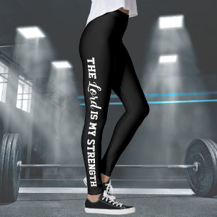 Leggings Negro Moderno El Señor es Mi Fuerza Salmo 28:7