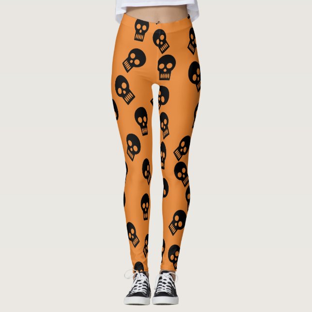 Leggings Negro/naranja de las polainas del confeti del (Anverso)