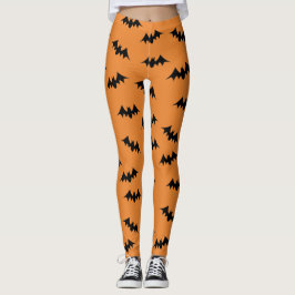 Leggings Negro/naranja de las polainas del confeti del palo