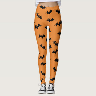 Leggings Negro/naranja de las polainas del confeti del palo
