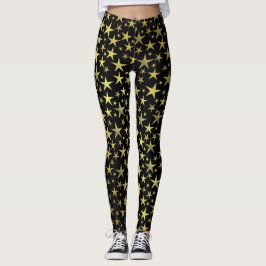 Leggings negro+oro,brillante, brillante, estrella, color, d