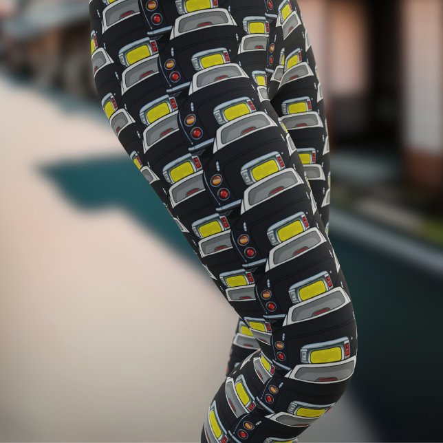 Leggings Negro Patrón de coche de figaro de figarro de las  (Fun figgy leggings for the black  figaro owner. You'll not see another pair like these!)