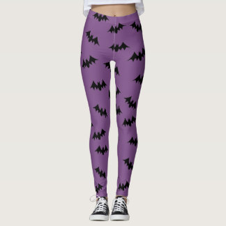 Leggings Negro/púrpura de las polainas del confeti del palo