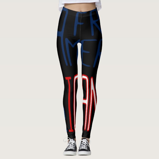 Leggings Negro Rojo Azul Blanco Africano (Anverso)