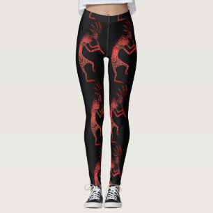 Leggings negro rojo del kokopelli