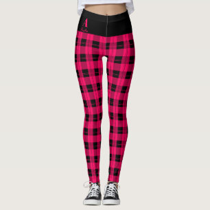 Leggings Negro rosado caliente revuelto personalizado