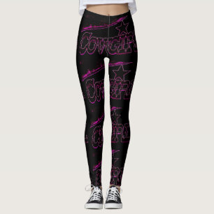 Leggings negro rosado de neón de la vaquera