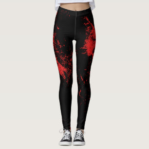 Leggings Negro salpicado rojo