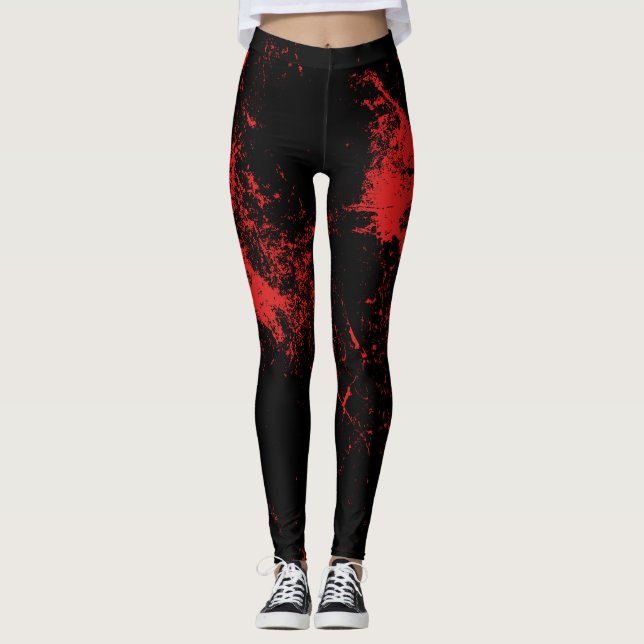 Leggings Negro salpicado rojo (Anverso)