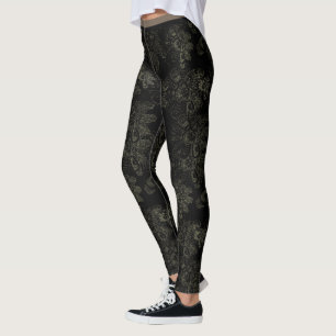 Leggings Negro salvaje de las cosas floral