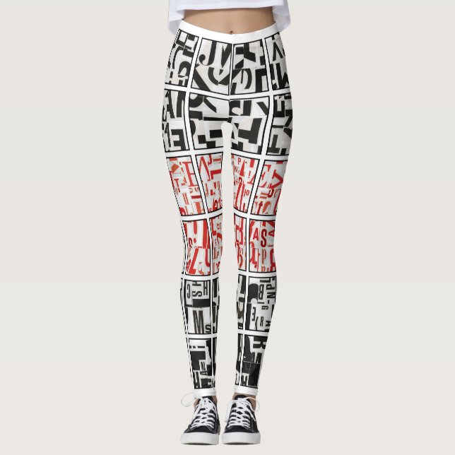 Leggings negro sobre blanco con piernas rojas (Anverso)
