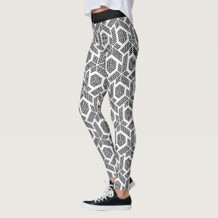 Leggings Negro sobre puntos blancos piernas de patrones geo