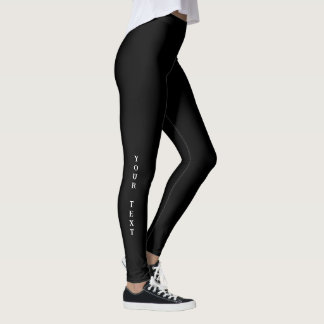 Leggings Negro Sólido - Personalizar Texto o dejar en Blanc