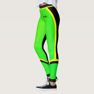 Leggings Negro verde amarillo (tu nombre)