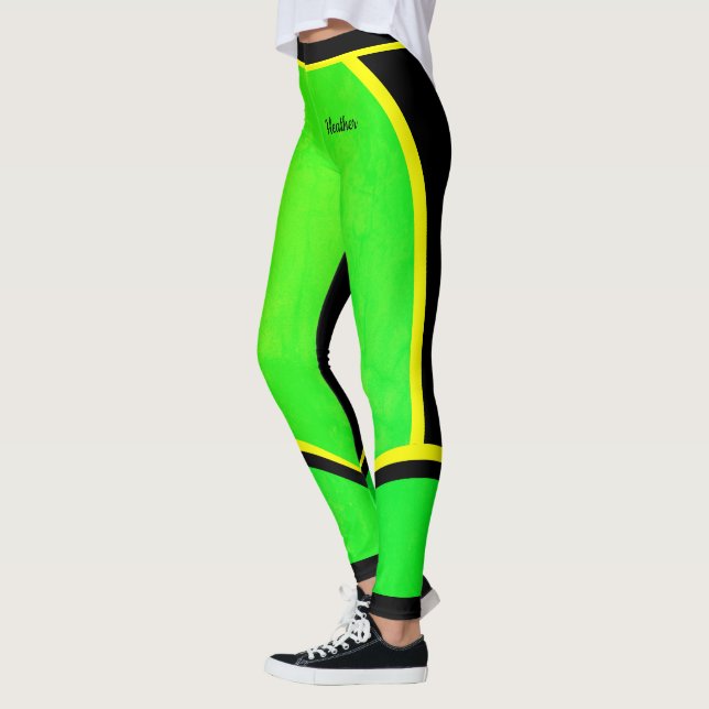 Leggings Negro verde amarillo (tu nombre) (Izquierda)