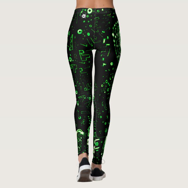 Leggings Negro verde artístico (Reverso)