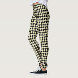 Leggings Negro y Cream Pied De Poule Houndstooth