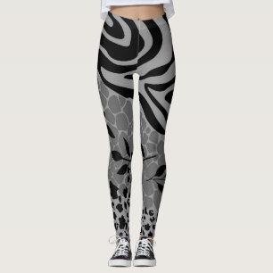Leggings Negro y gris leopardo