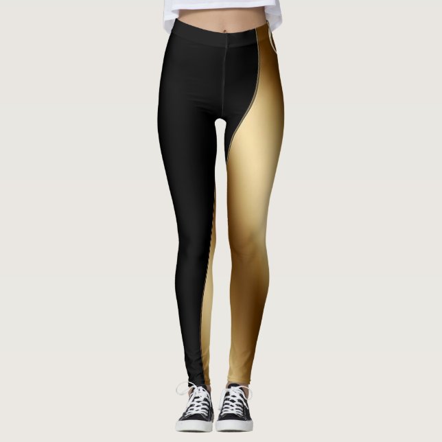 Leggings Negro y oro de dos tonos (Anverso)