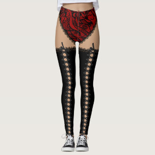 Leggings Negro y rojo ate para arriba