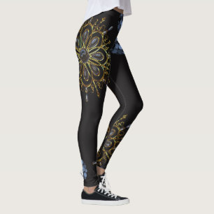 leggings negros azules dorados largos