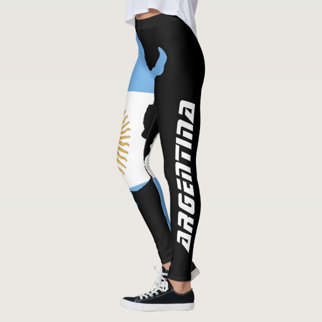Leggings Negros con Bandera de Argentina (Izquierda)