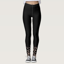 Leggings Negros con Brillo de Rosa Dorada para Nov