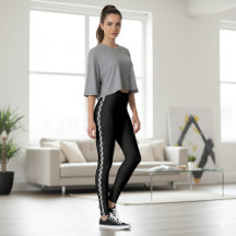 Leggings Negros con Franja Blanca Clásica en los L