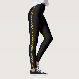 Leggings negros con franja lateral metálica dorada