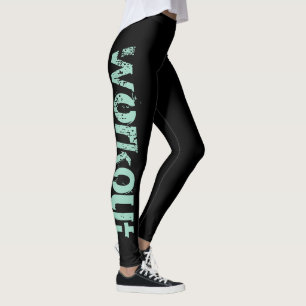 Leggings negros con verde azulado para gimnasia de