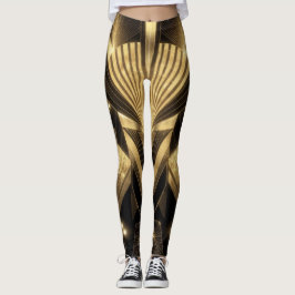 Leggings Neo Art Deco Black Gold Geometric Gatsby 
