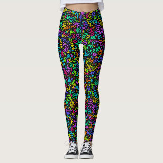 Leggings Neon 90's Squiggle Scribbles Patrón sin problemas
