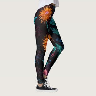 Leggings Neon Bloom: Enigmático Jardín de Luces