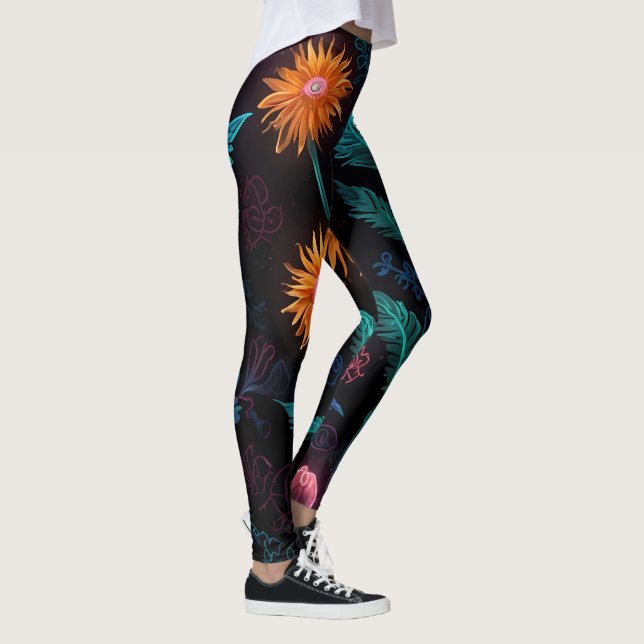 Leggings Neon Bloom: Enigmático Jardín de Luces (Derecha)