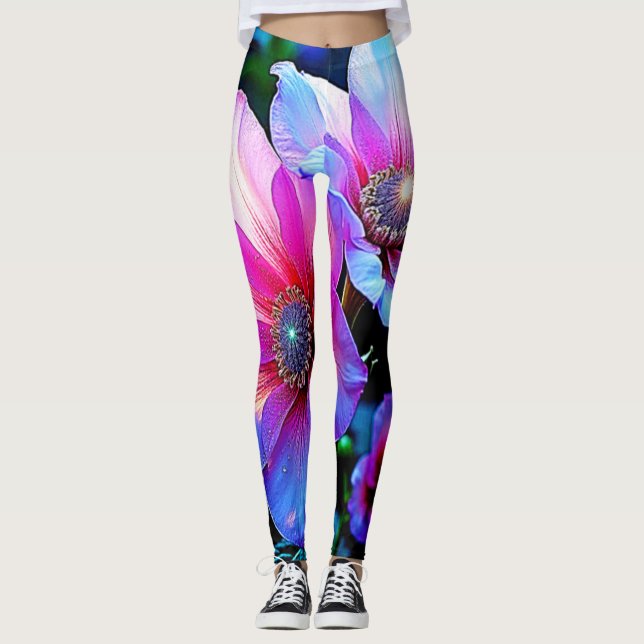 Leggings Neon Bloom Flower Magic Glow Design (Anverso)