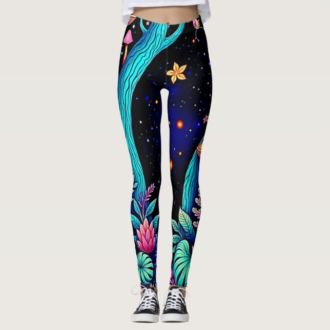 Leggings Neon Fantasy Forest Night Glow Design (Anverso)